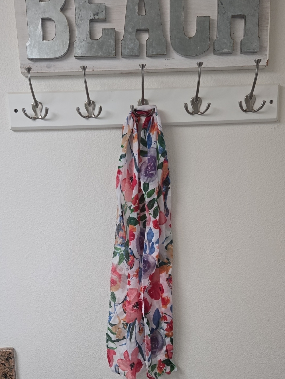 Floral Sheer Scarf in Multi-Color